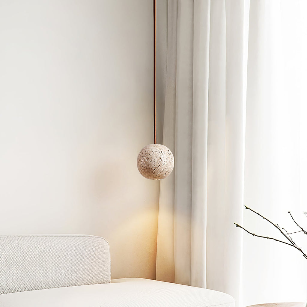 Suspension moderne Irvin en Travertin jaune