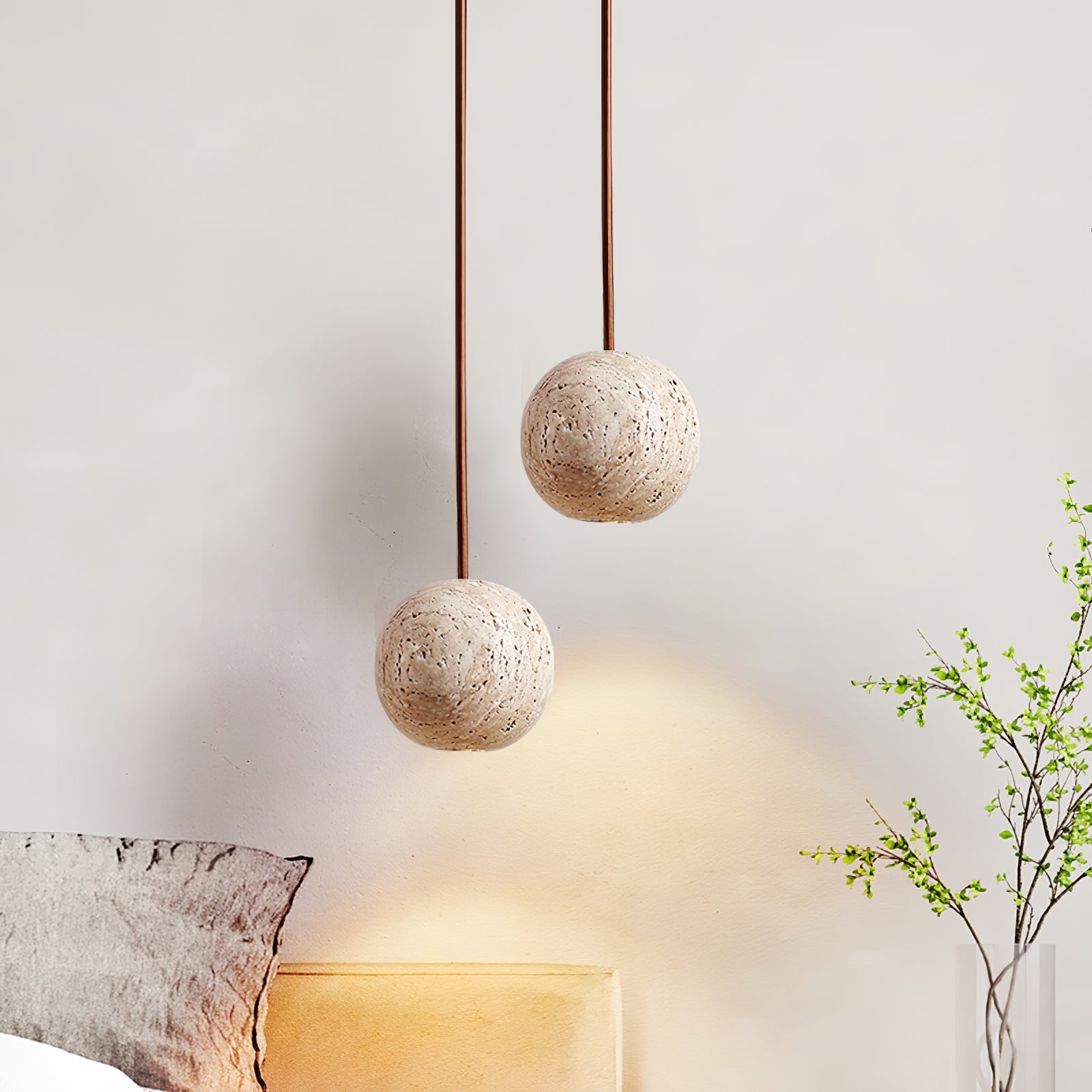 Suspension moderne Irvin en Travertin jaune