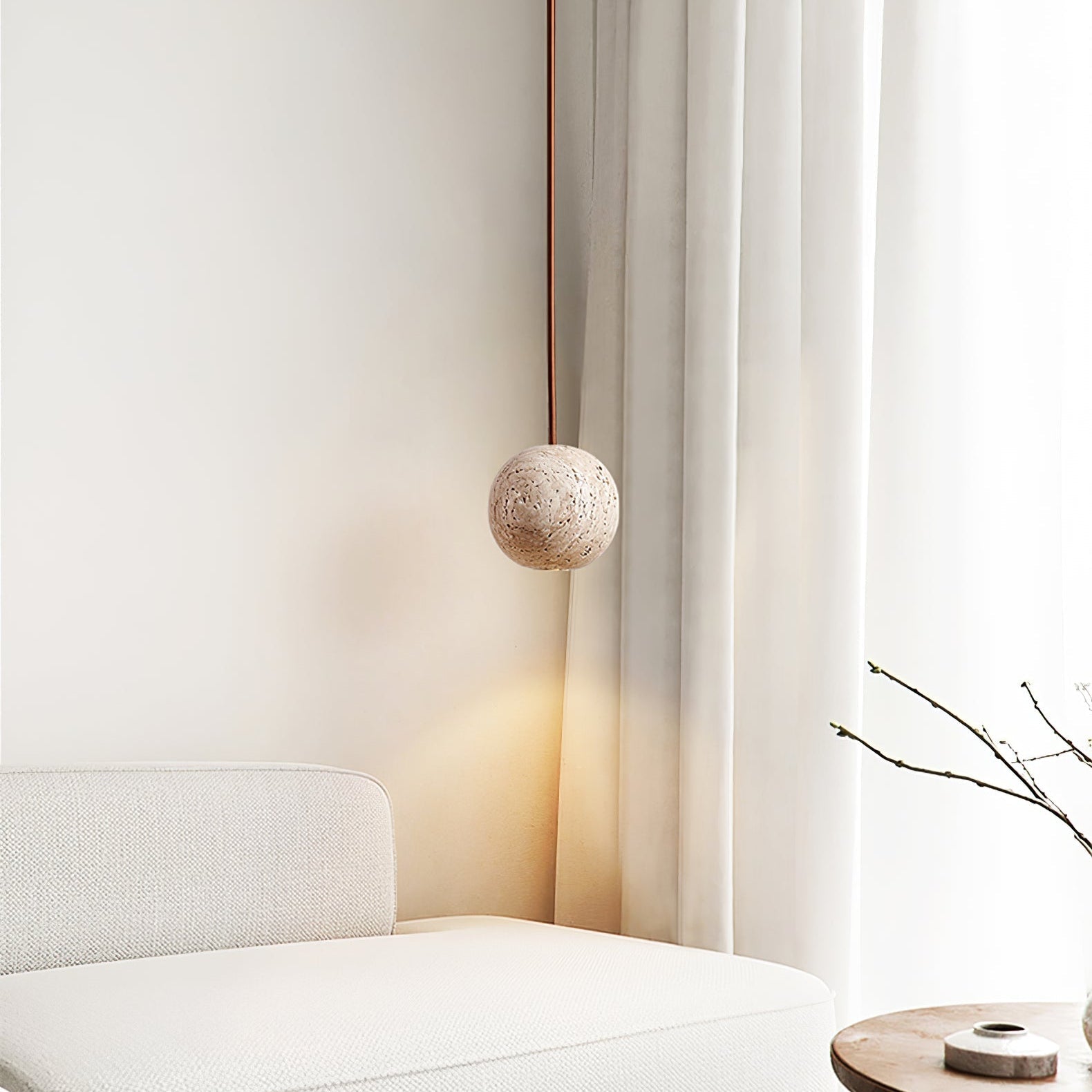 Suspension moderne Irvin en Travertin jaune