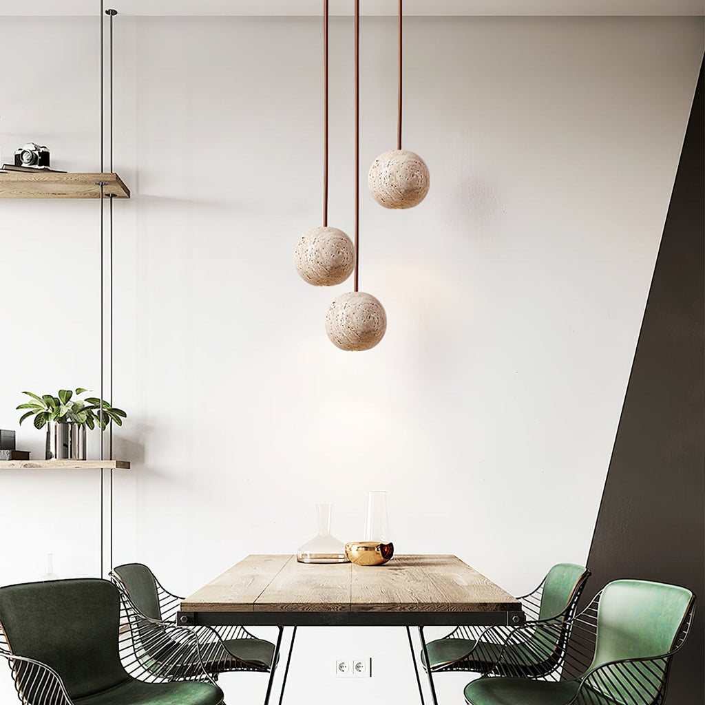Suspension moderne Irvin en Travertin jaune