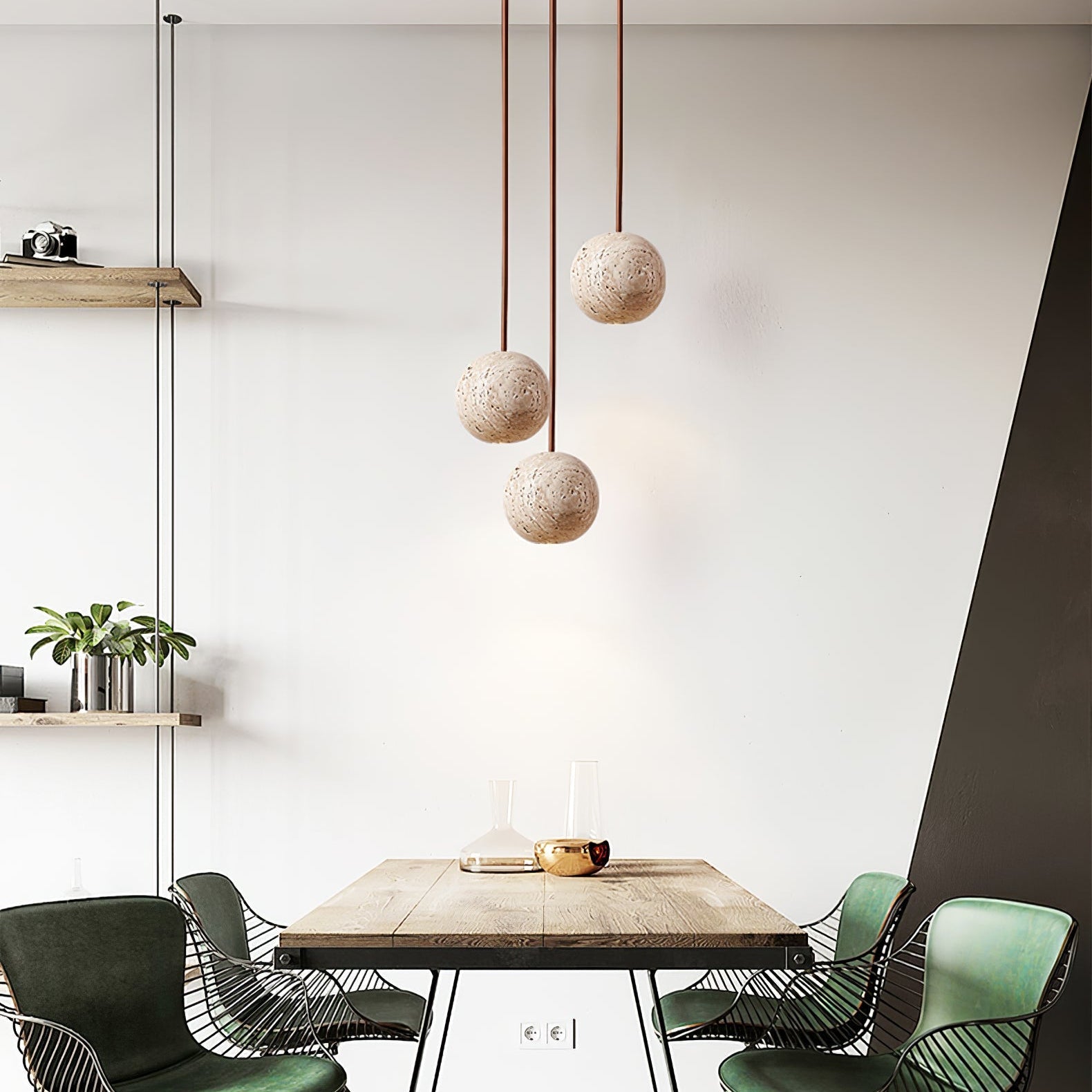 Suspension moderne Irvin en Travertin jaune