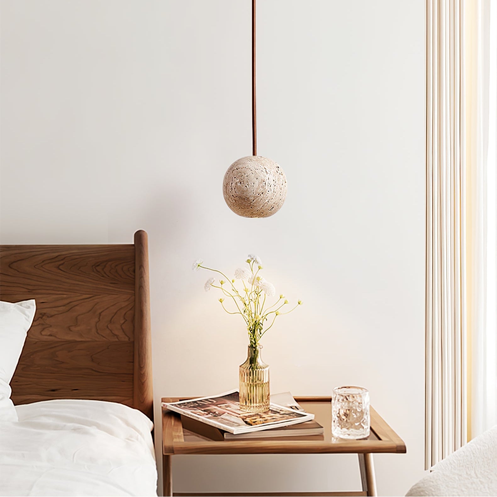 Suspension moderne Irvin en Travertin jaune
