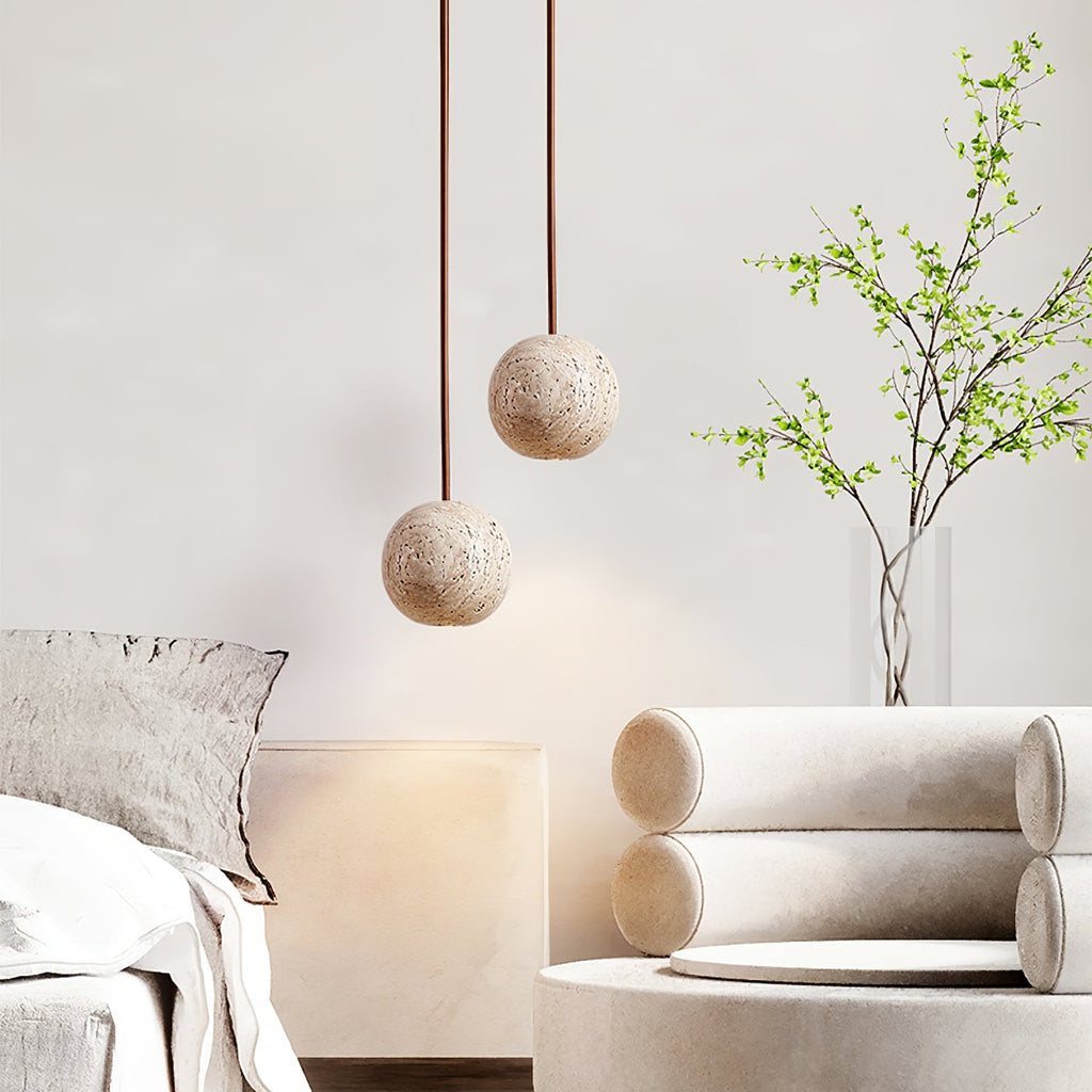 Suspension moderne Irvin en Travertin jaune