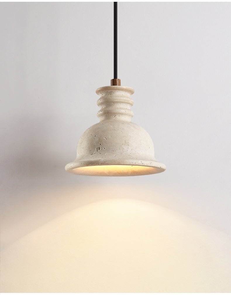 Suspension moderne Conran en pierre Travertin jaune