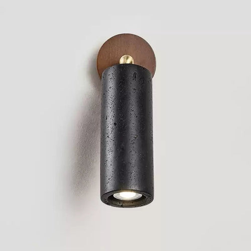 Applique murale moderne Clive en Noyer bois et noir travertin