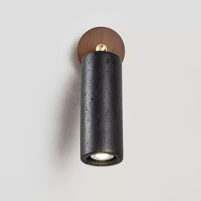 Applique murale moderne Clive en Noyer bois et noir travertin