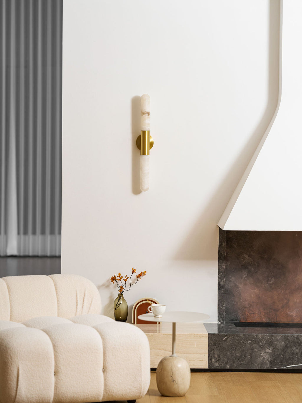 Applique murale moderne Brant en Albâtre Noir et blanc