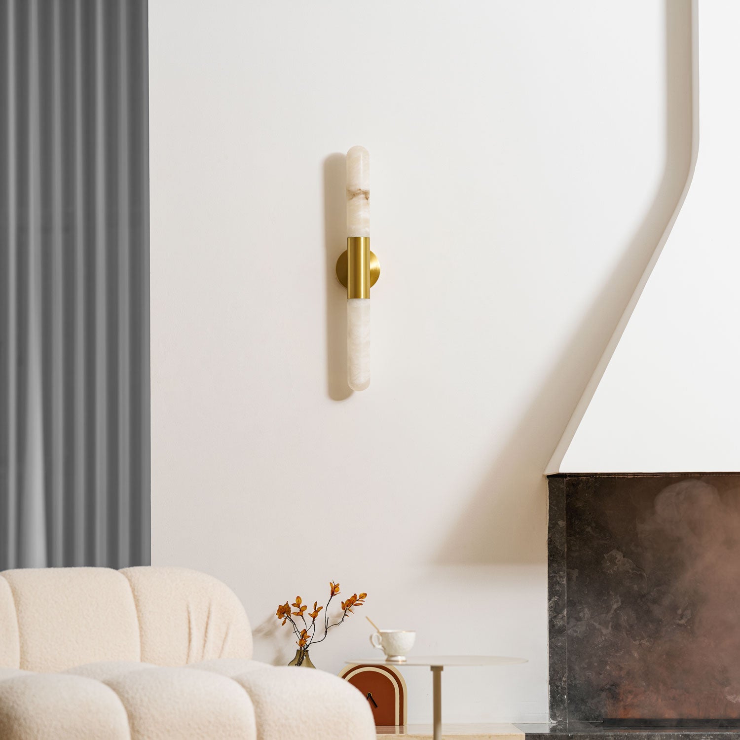 Applique murale moderne Brant en Albâtre Noir et blanc