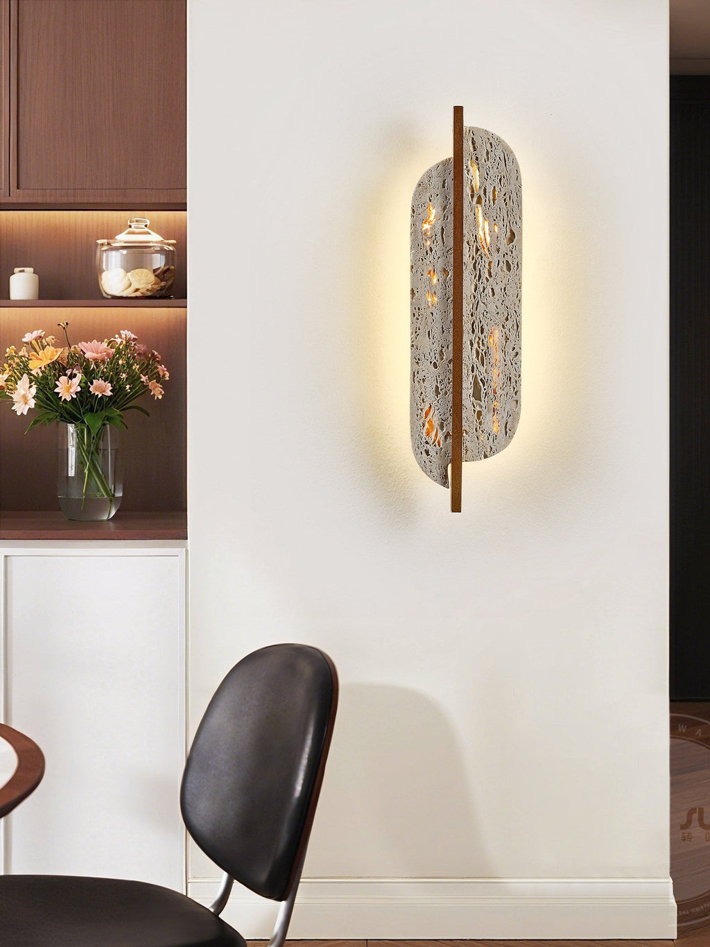 Applique murale moderne Lenis en Travertin jaune