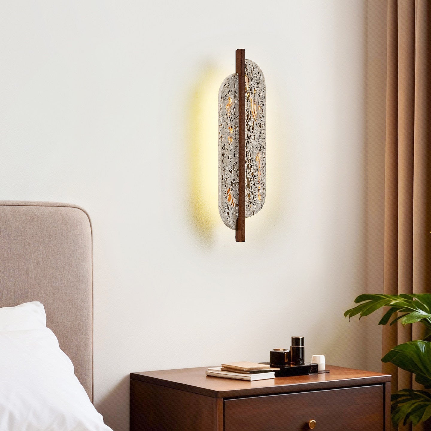 Applique murale moderne Lenis en Travertin jaune