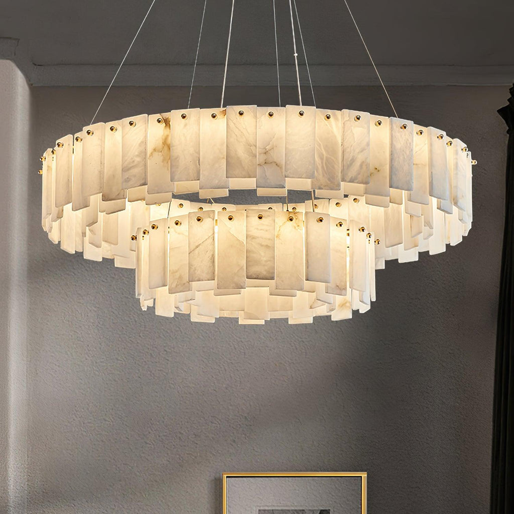 Lustre moderne Jord en Albâtre Laiton et blanc