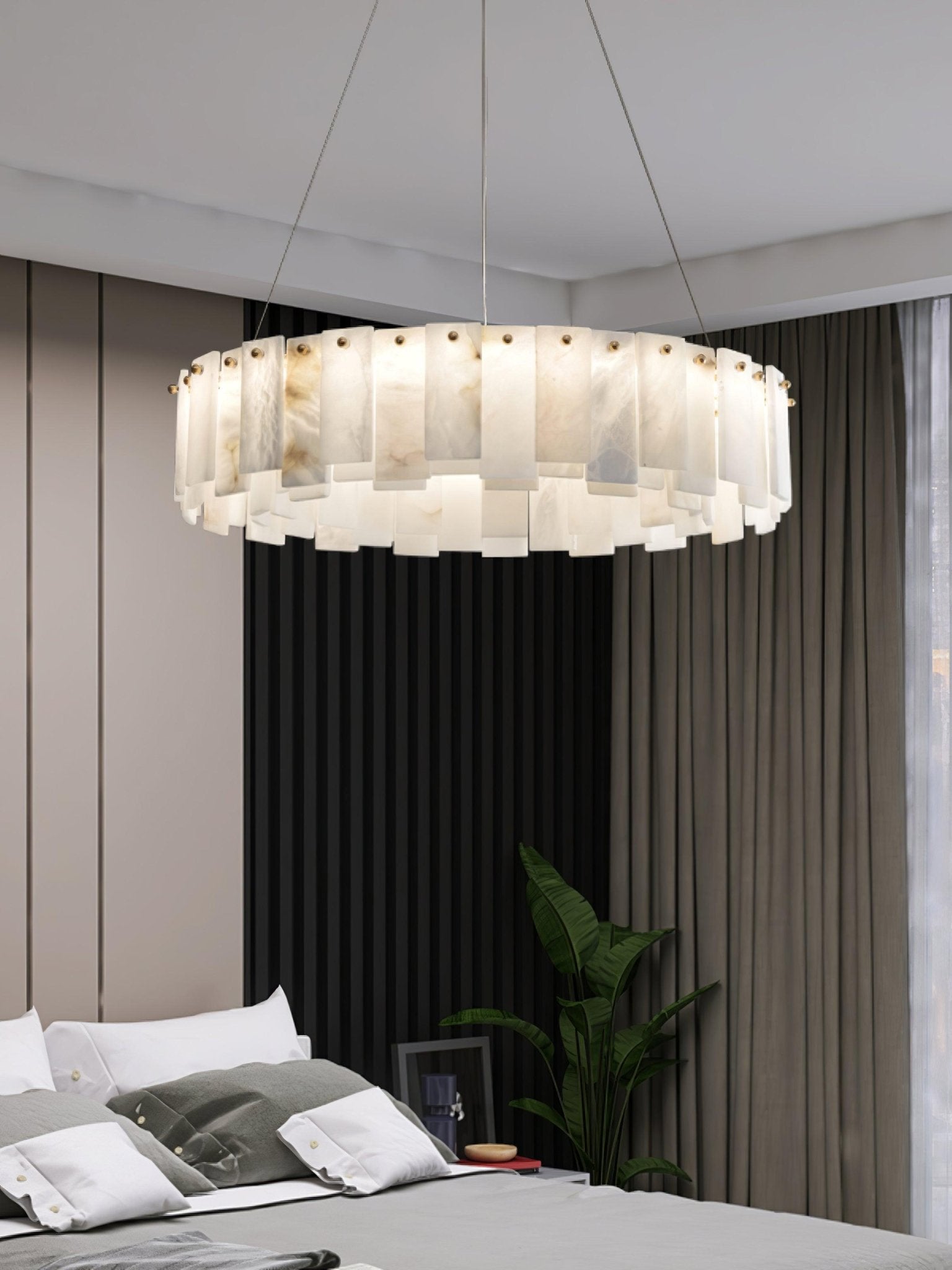 Lustre moderne Jord en Albâtre Laiton et blanc