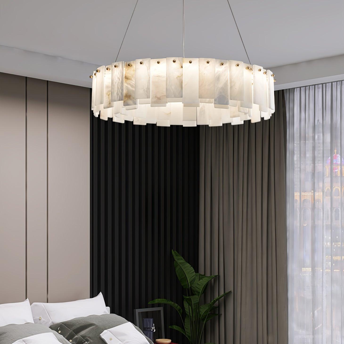 Lustre moderne Jord en Albâtre Laiton et blanc