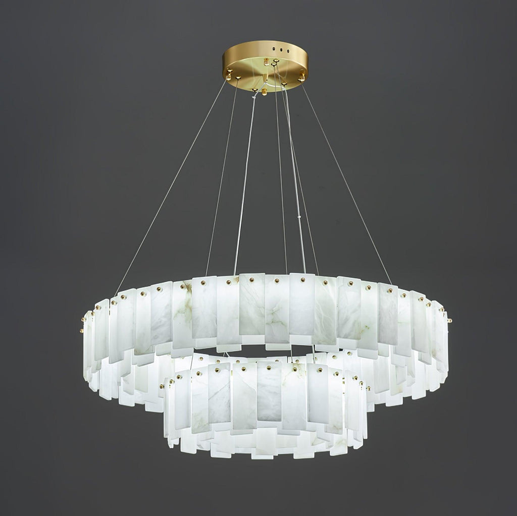 Lustre moderne Jord en Albâtre Laiton et blanc