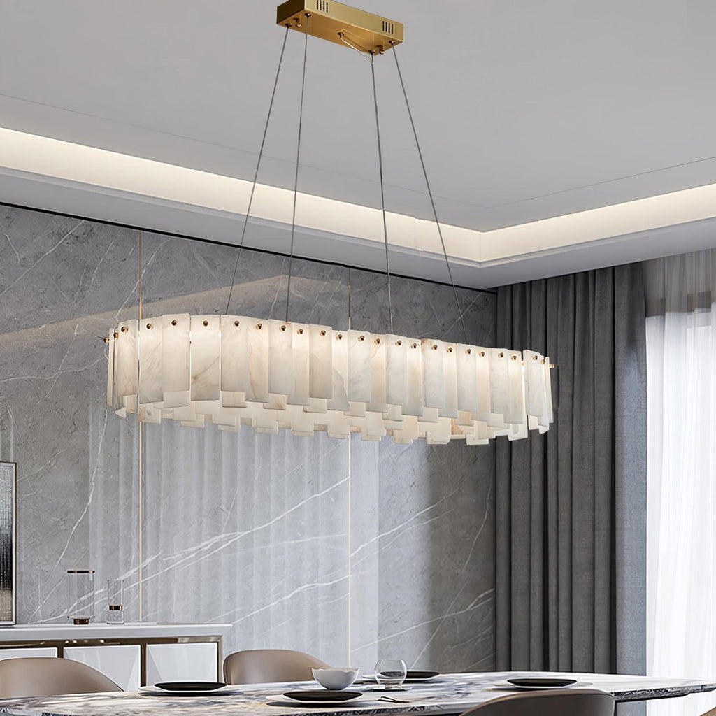 Lustre moderne Jord en Albâtre Laiton et blanc