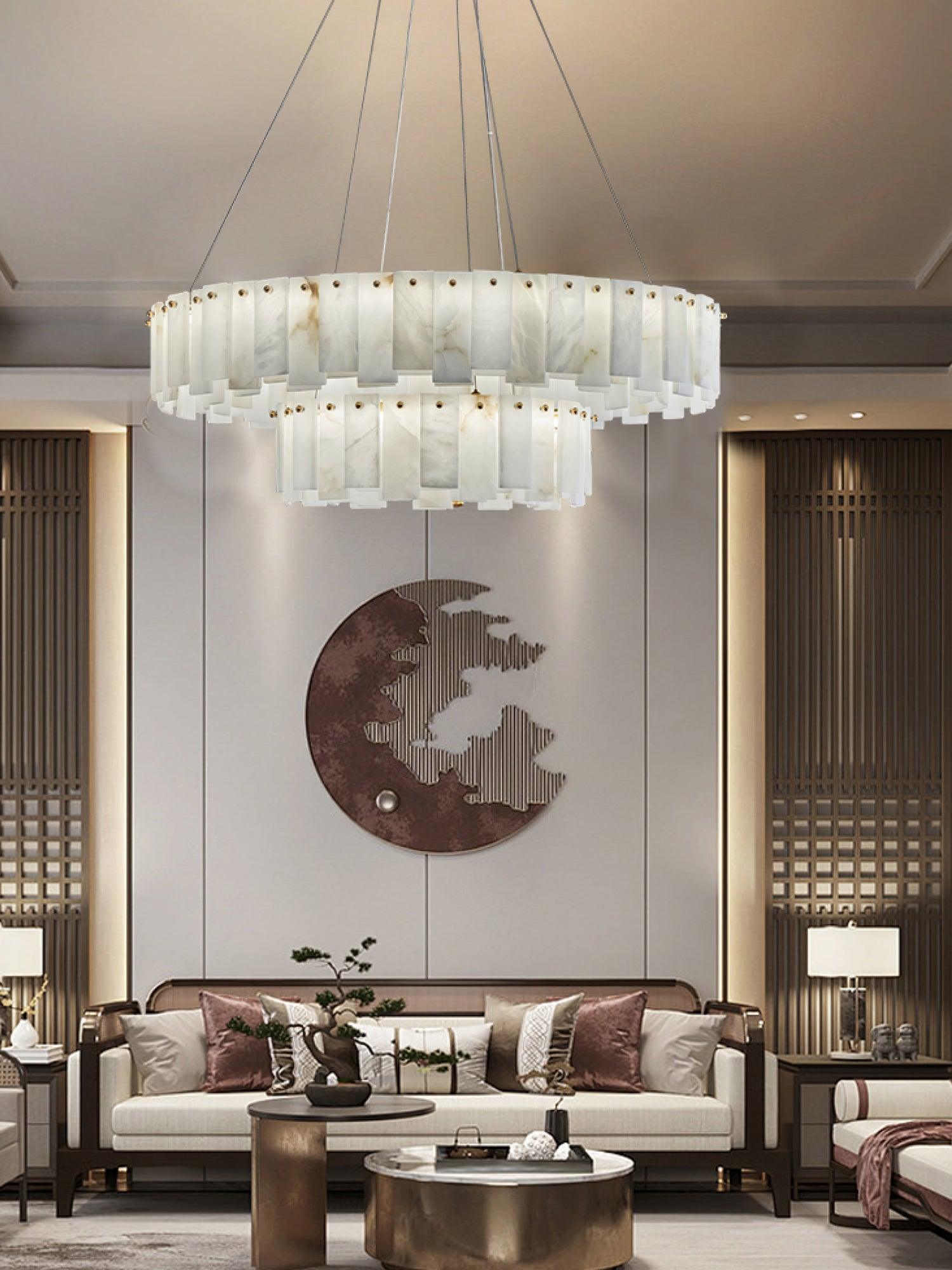Lustre moderne Jord en Albâtre Laiton et blanc