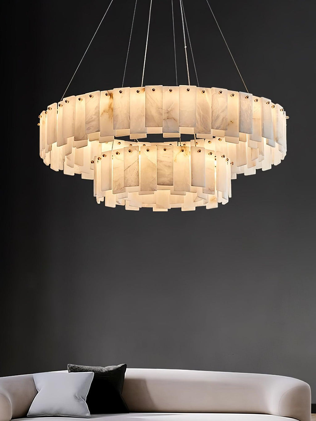 Lustre moderne Jord en Albâtre Laiton et blanc