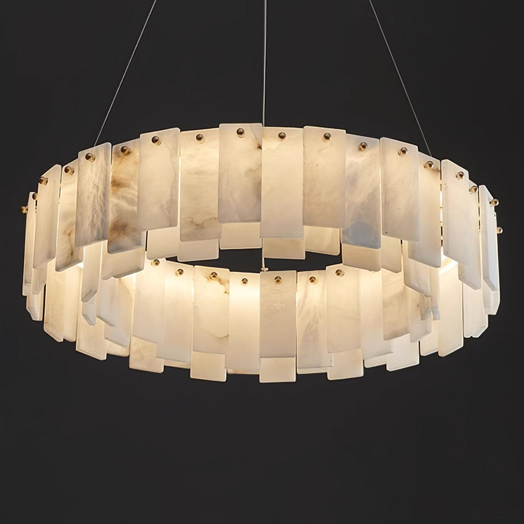 Lustre moderne Jord en Albâtre Laiton et blanc