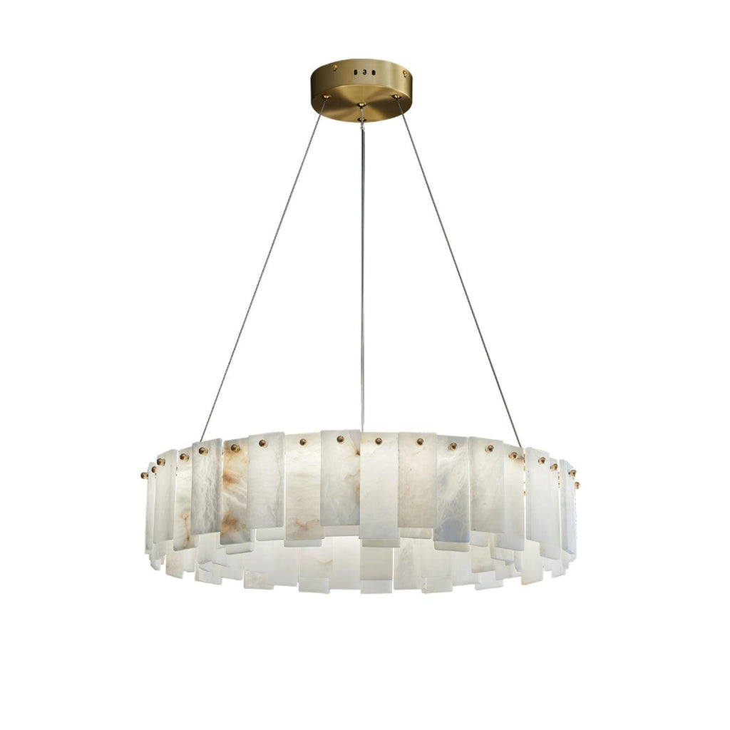 Lustre moderne Jord en Albâtre Laiton et blanc