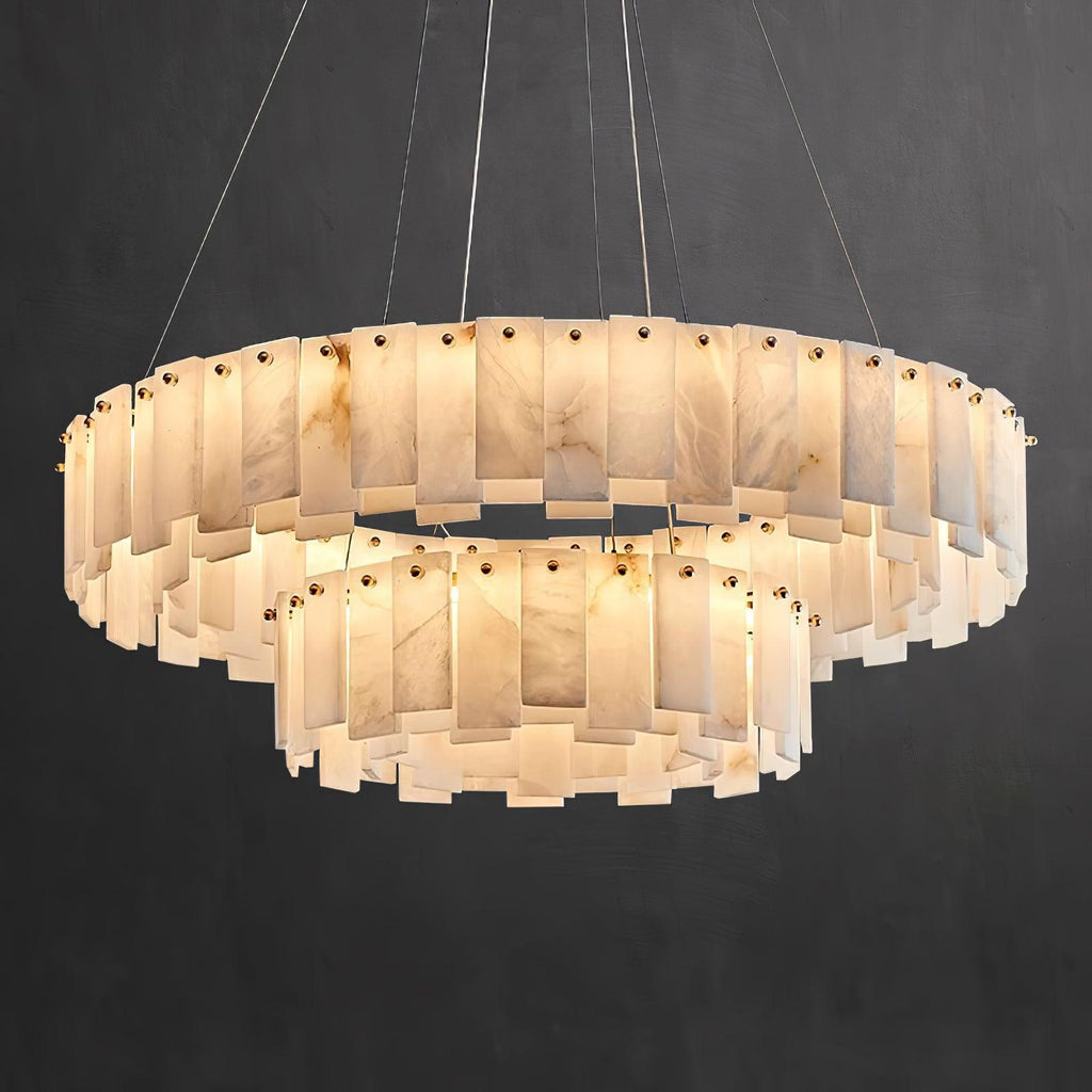 Lustre moderne Jord en Albâtre Laiton et blanc