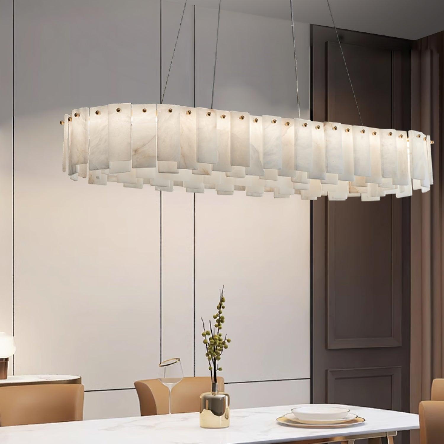 Lustre moderne Jord en Albâtre Laiton et blanc