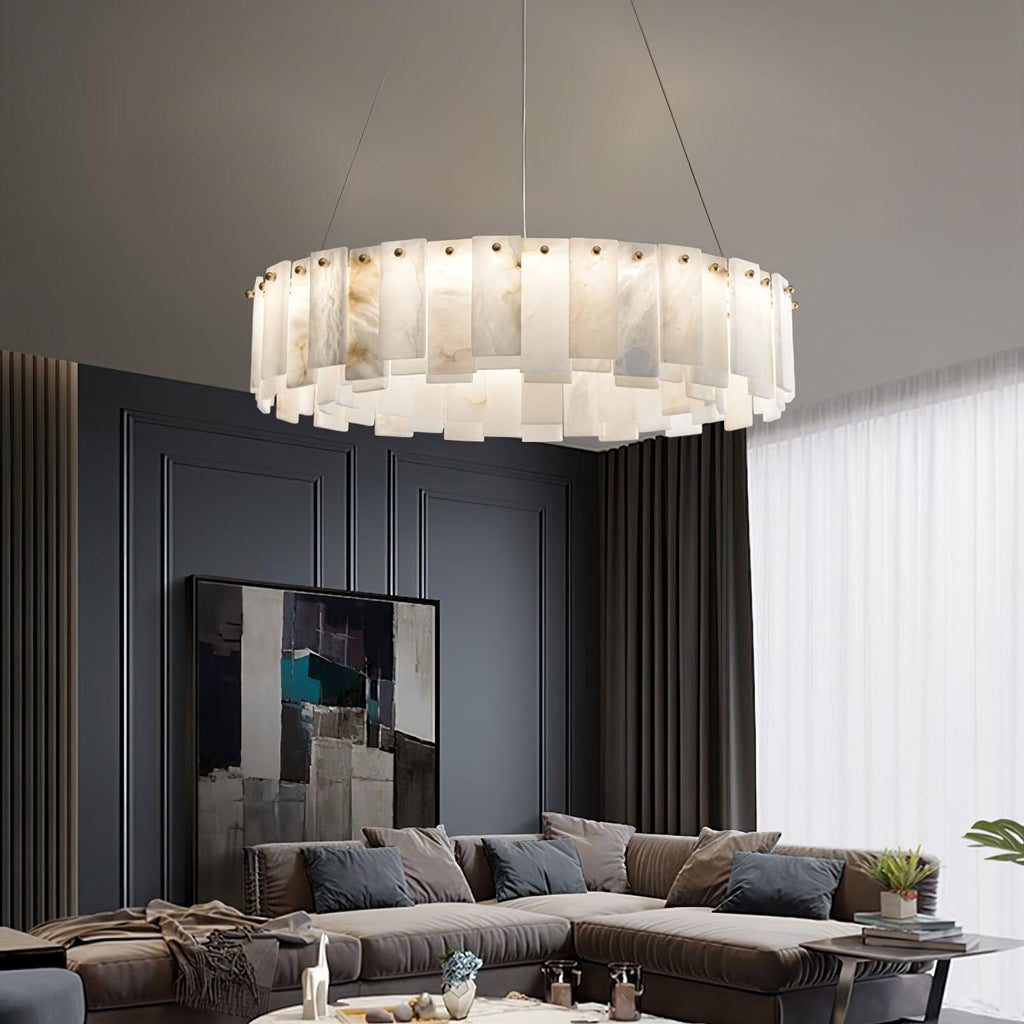Lustre moderne Jord en Albâtre Laiton et blanc