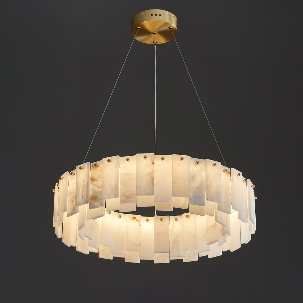 Lustre moderne Jord en Albâtre Laiton et blanc