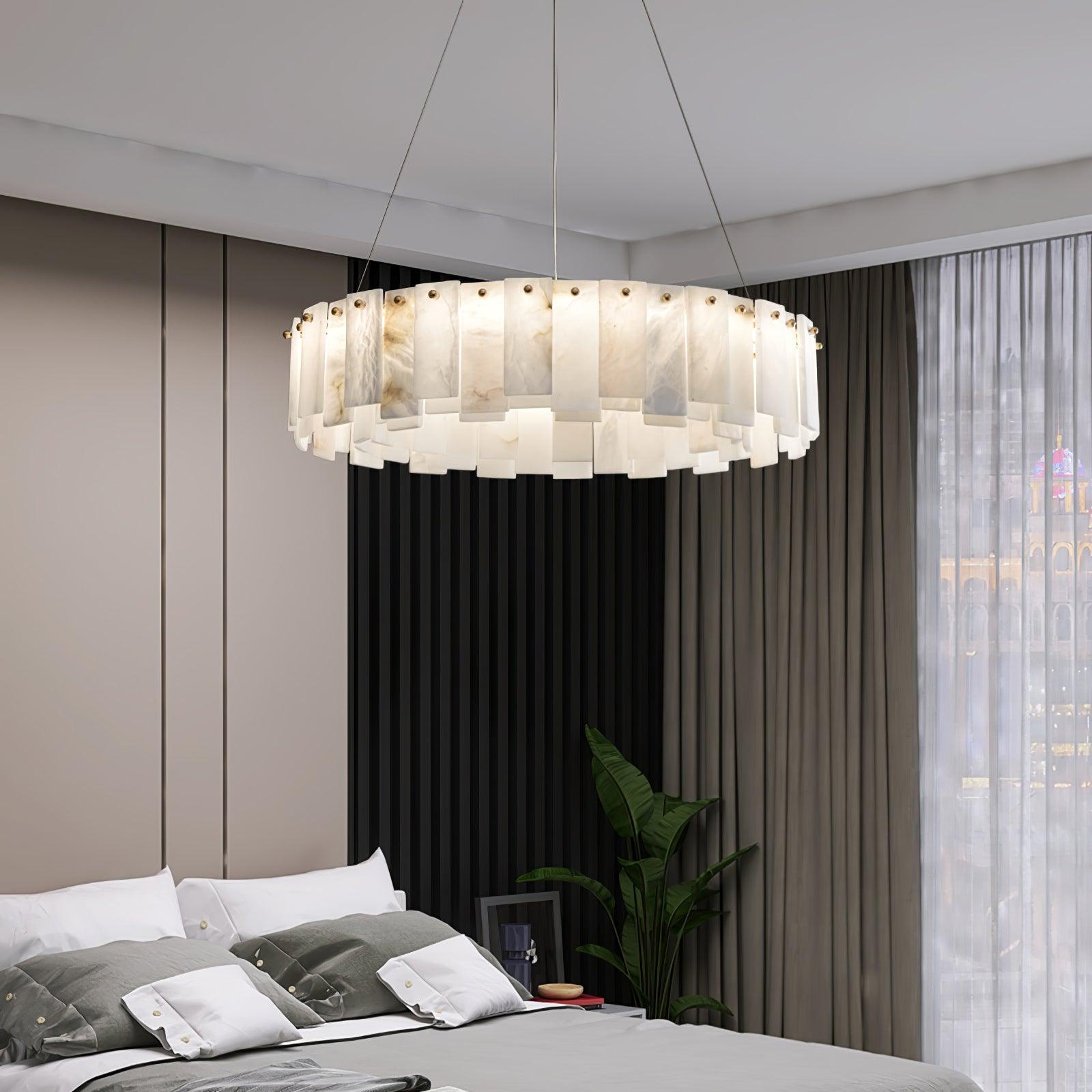 Lustre moderne Jord en Albâtre Laiton et blanc