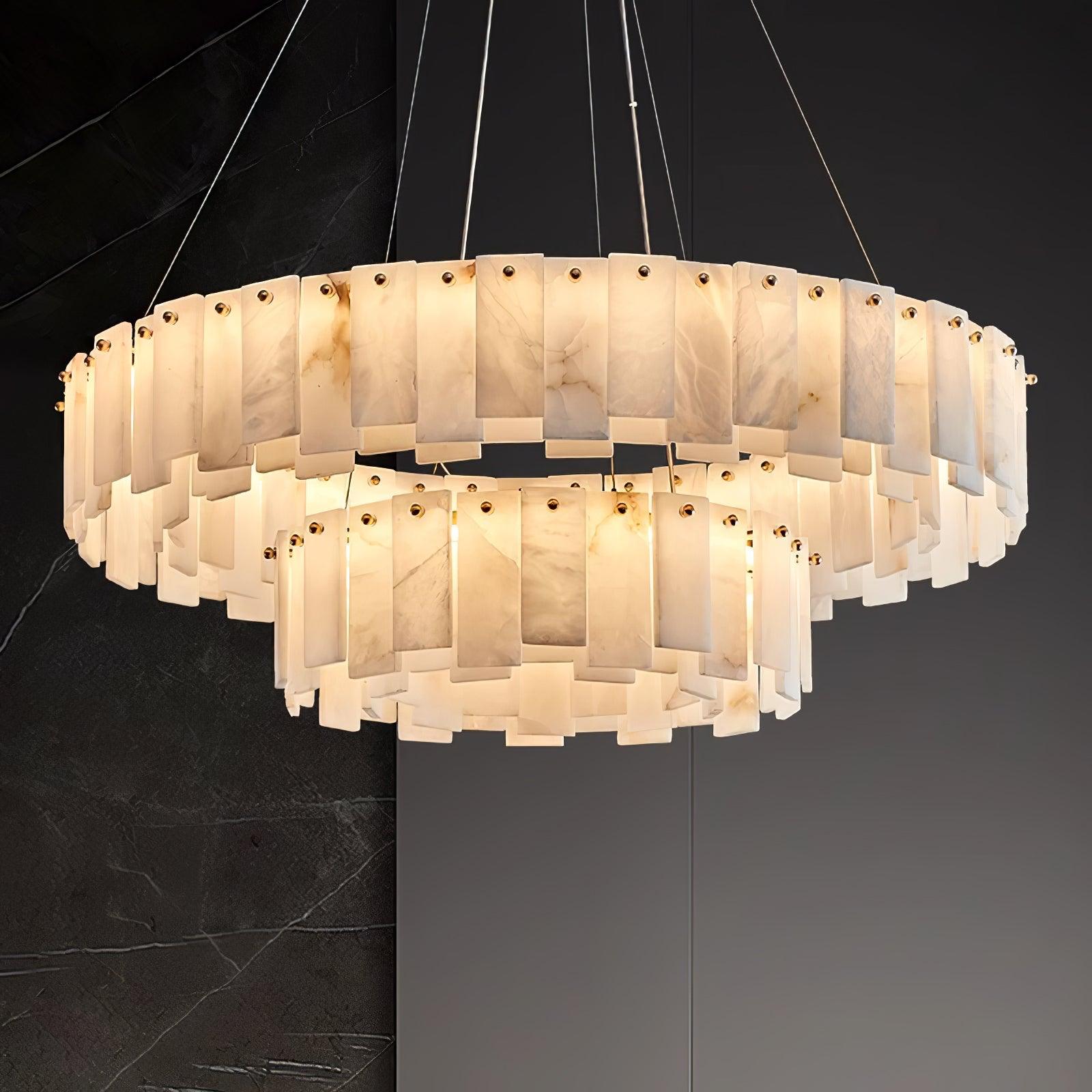 Lustre moderne Jord en Albâtre Laiton et blanc