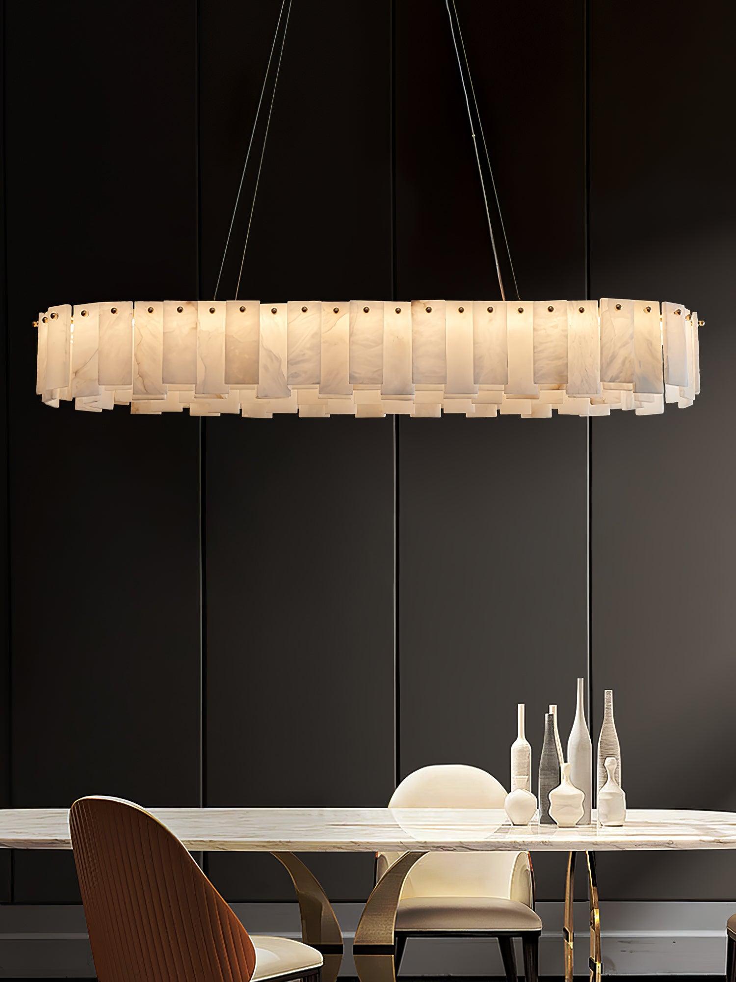 Lustre moderne Jord en Albâtre Laiton et blanc