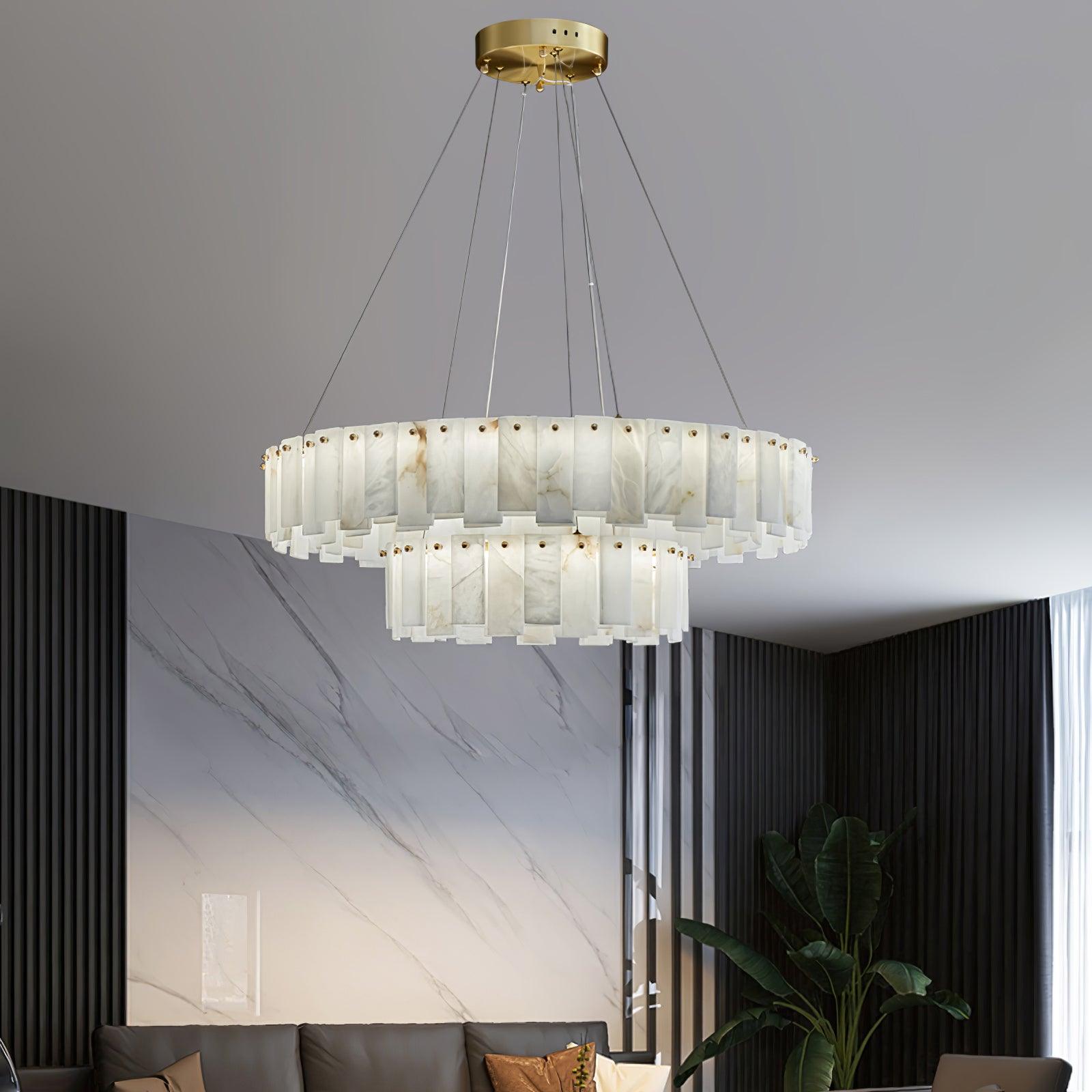 Lustre moderne Jord en Albâtre Laiton et blanc