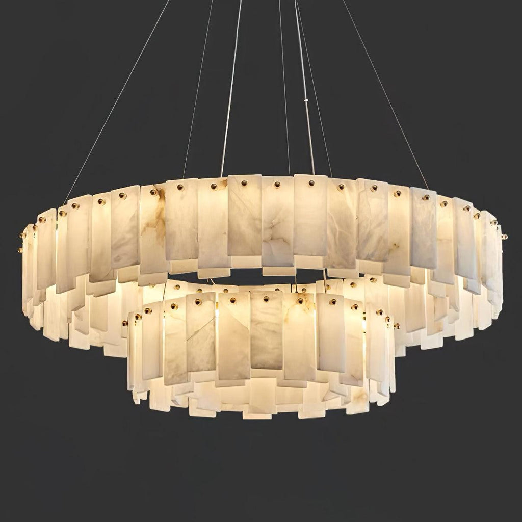 Lustre moderne Jord en Albâtre Laiton et blanc