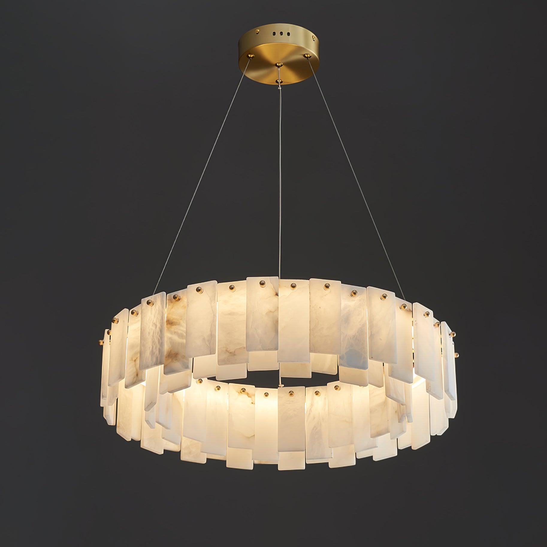 Lustre moderne Jord en Albâtre Laiton et blanc