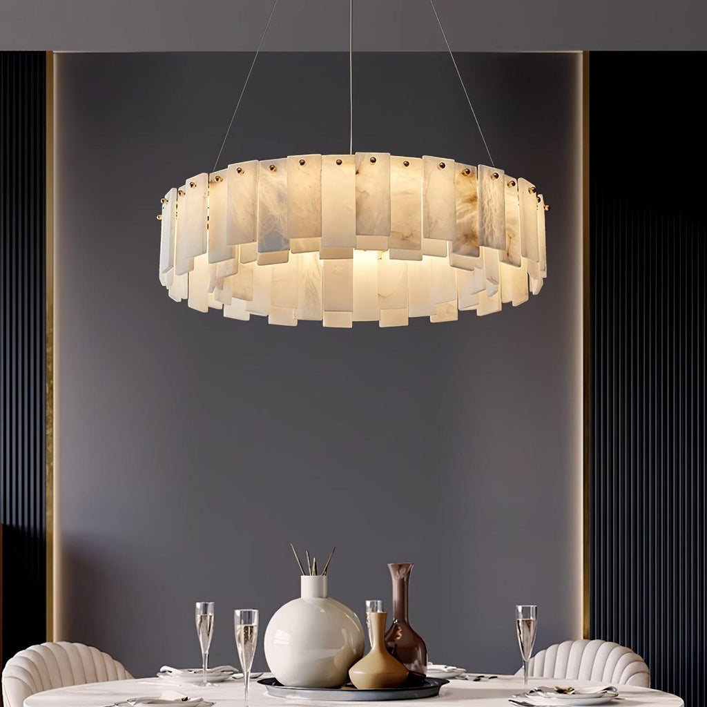 Lustre moderne Jord en Albâtre Laiton et blanc