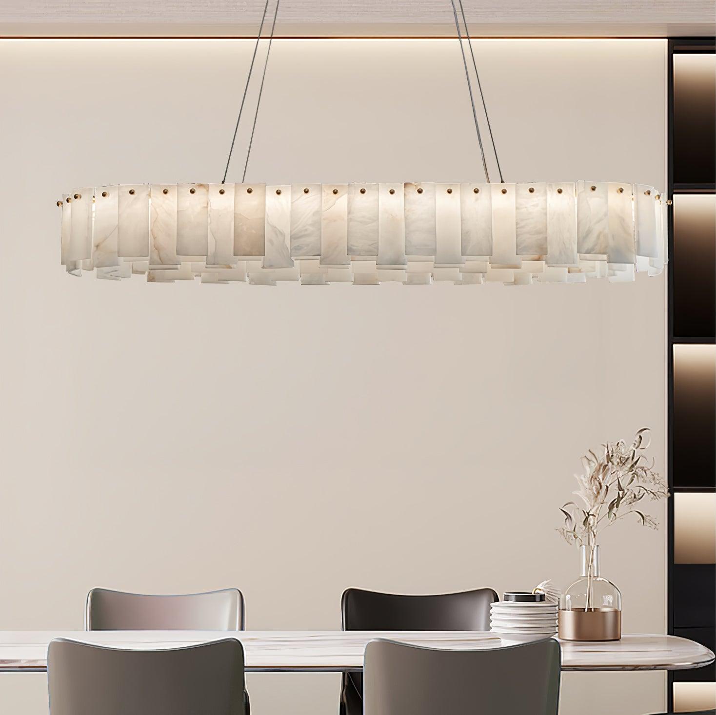 Lustre moderne Jord en Albâtre Laiton et blanc