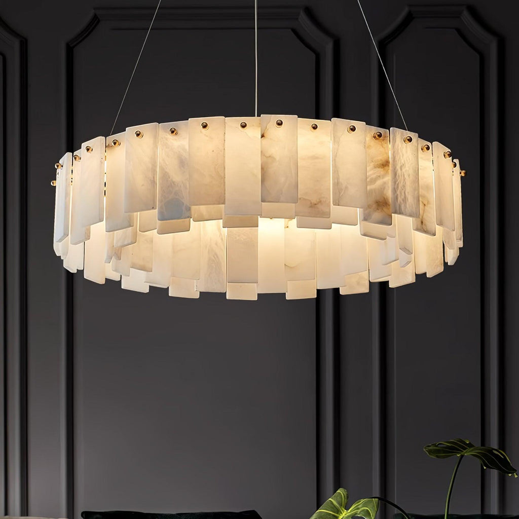 Lustre moderne Jord en Albâtre Laiton et blanc
