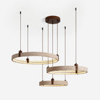 Lustre moderne Wright en Travertin jaune et noyer bois