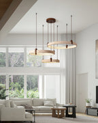 Lustre moderne Wright en Travertin jaune et noyer bois