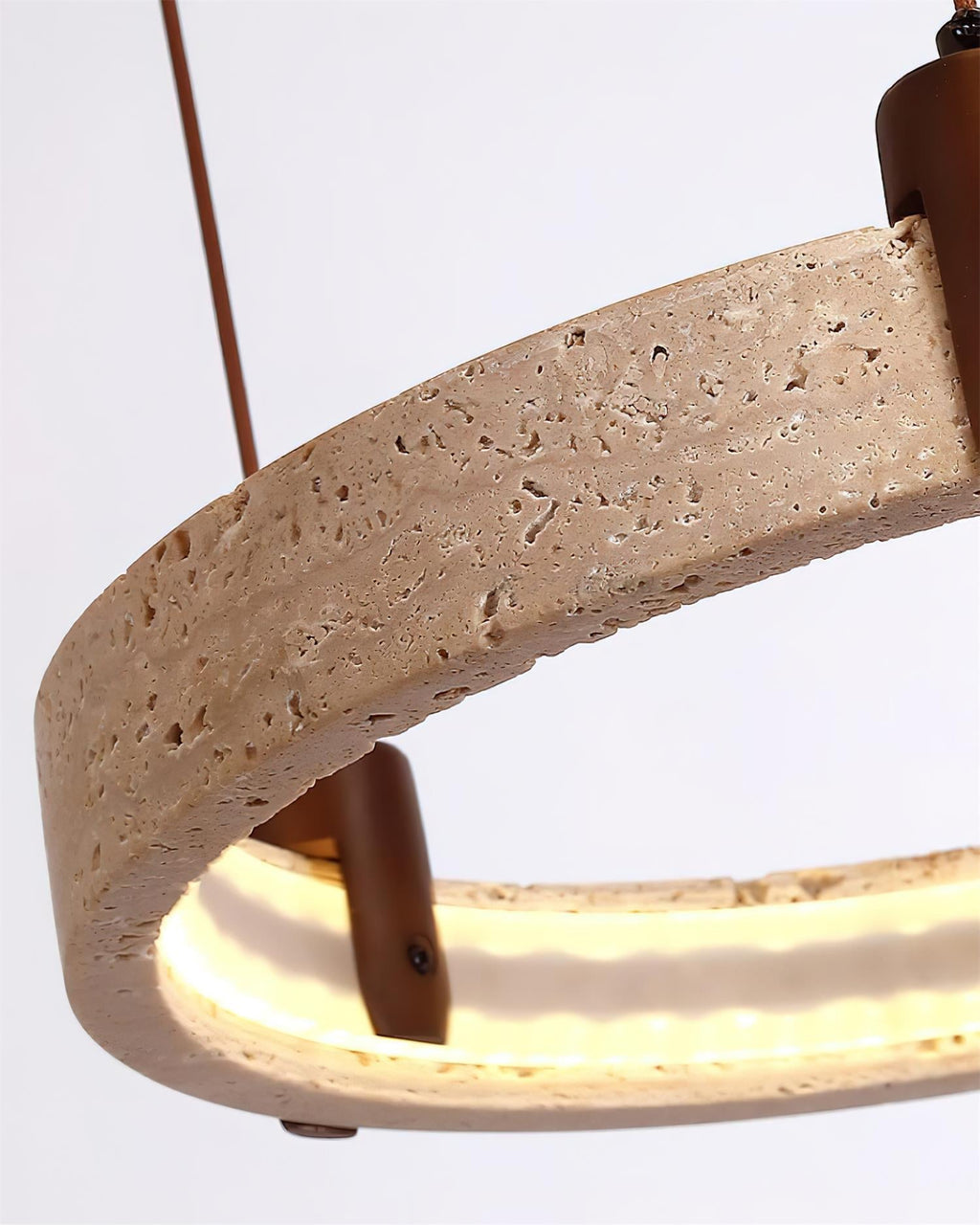 Lustre moderne Wright en Travertin jaune et noyer bois