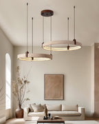 Lustre moderne Wright en Travertin jaune et noyer bois