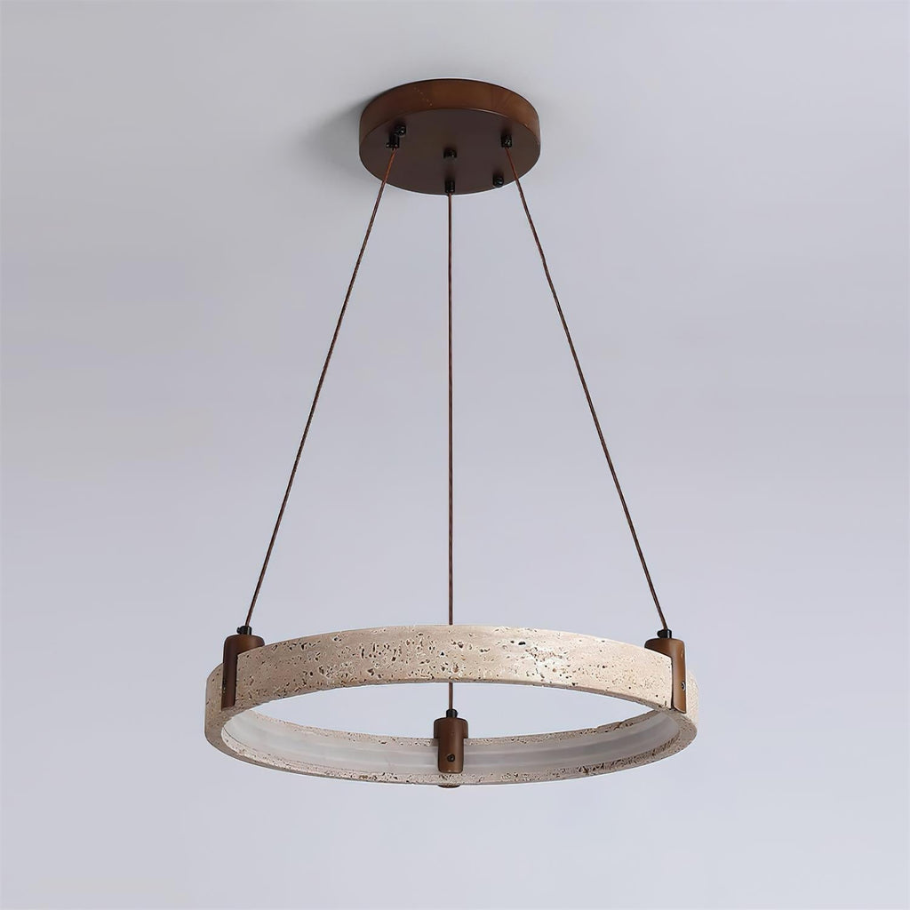 Lustre moderne Wright en Travertin jaune et noyer bois