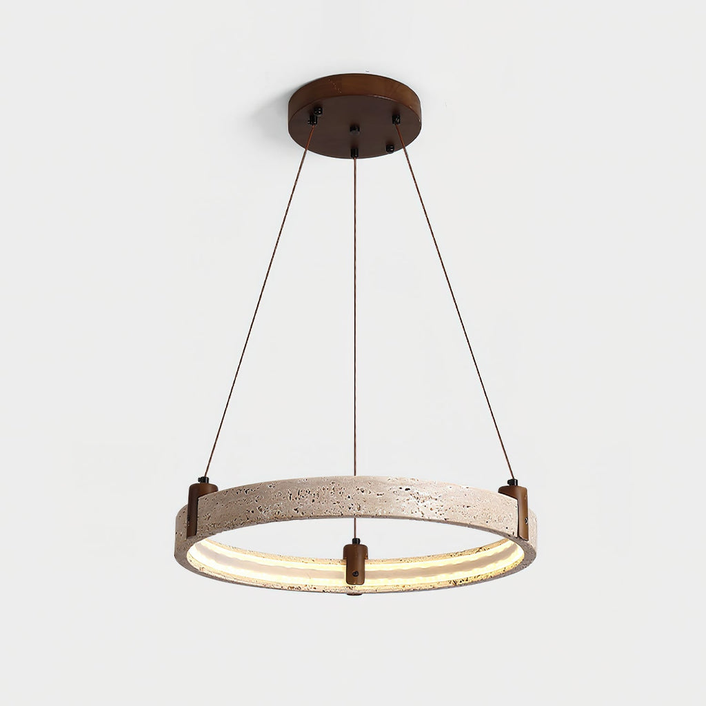Lustre moderne Wright en Travertin jaune et noyer bois