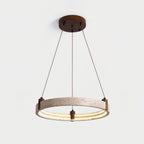 Lustre moderne Wright en Travertin jaune et noyer bois