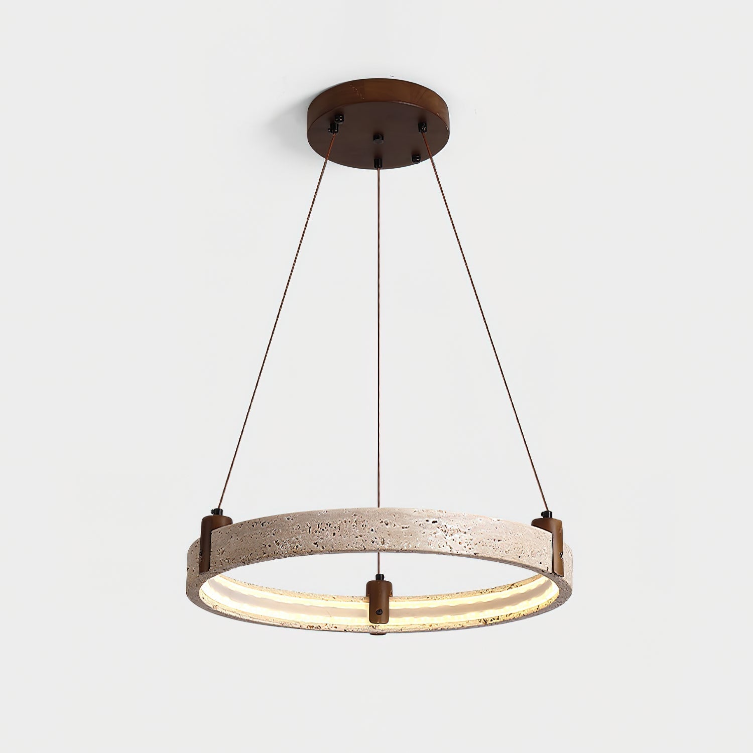Lustre moderne Wright en Travertin jaune et noyer bois