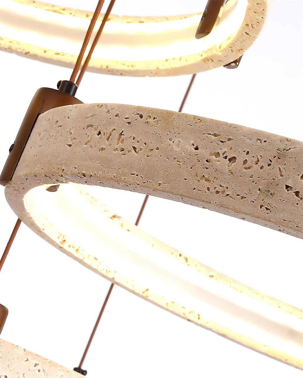 Lustre moderne Wright en Travertin jaune et noyer bois