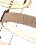 Lustre moderne Wright en Travertin jaune et noyer bois