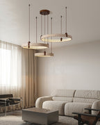 Lustre moderne Wright en Travertin jaune et noyer bois