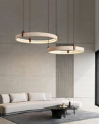 Lustre moderne Wright en Travertin jaune et noyer bois