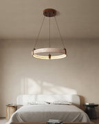 Lustre moderne Wright en Travertin jaune et noyer bois