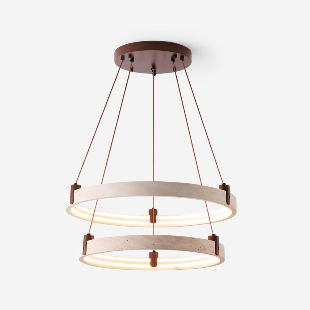 Lustre moderne Wright en Travertin jaune et noyer bois